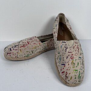 Toms Cream Espadrilles with Musical Note Design